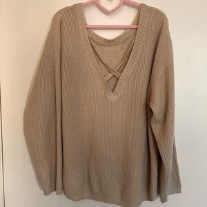 Women's V-Neck Sweater - Beige